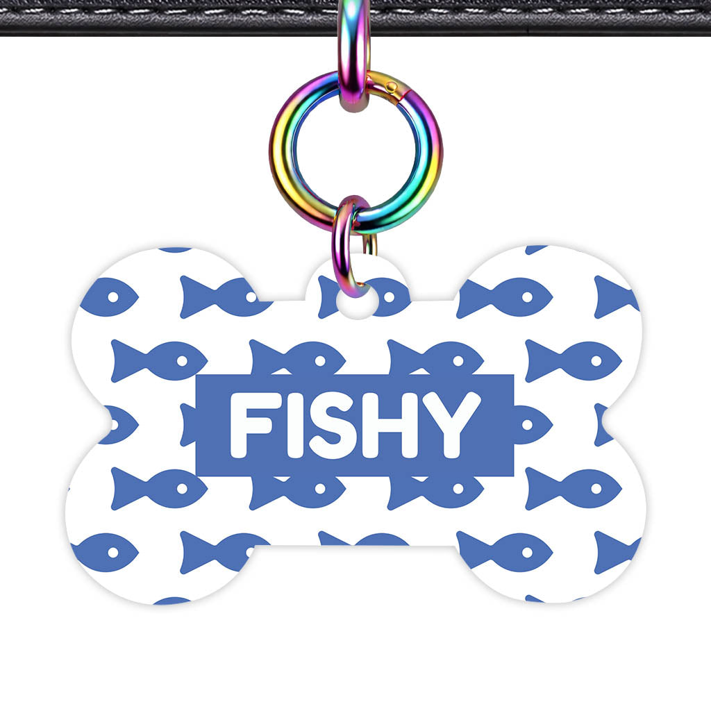 Blue Shoal Bone Shape QR Smart Pet ID Tag - Front View