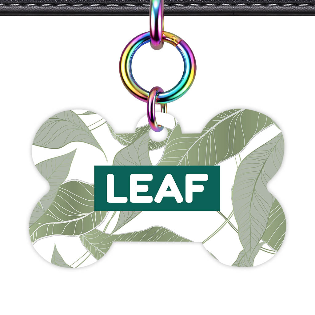 Leaf Luxe Bone Shape QR Smart Pet ID Tag - Front View