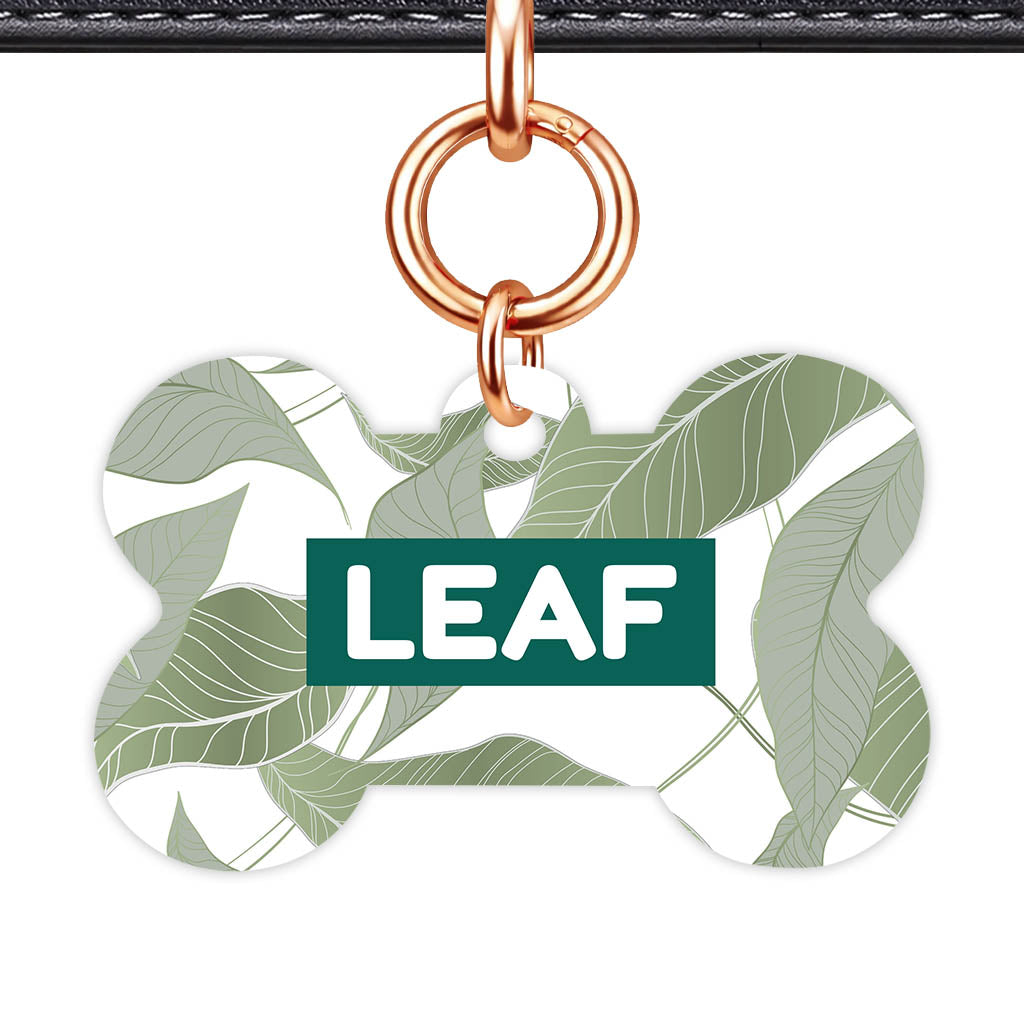 Leaf Luxe Bone Shape QR Smart Pet ID Tag - Front View