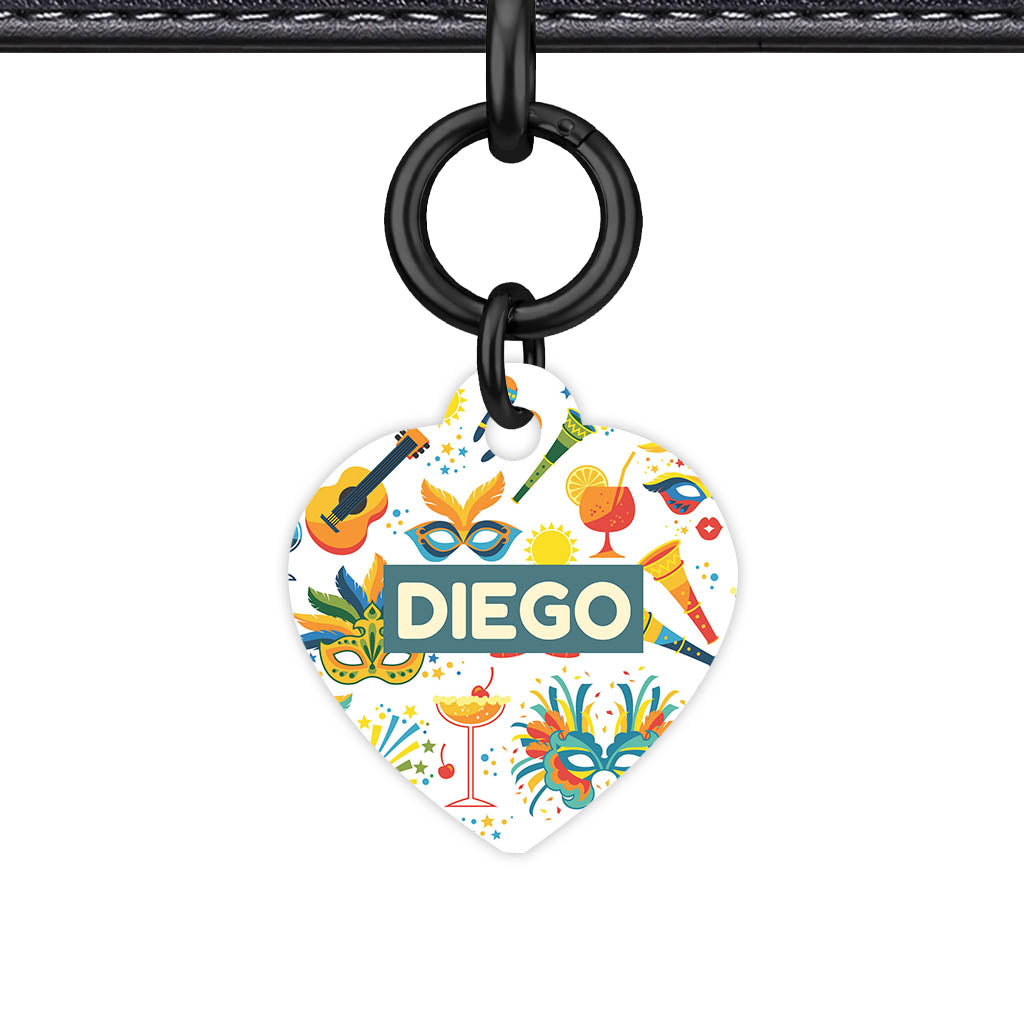 Fiesta Vibes Heart Shape QR Smart Pet ID Tag - Front View