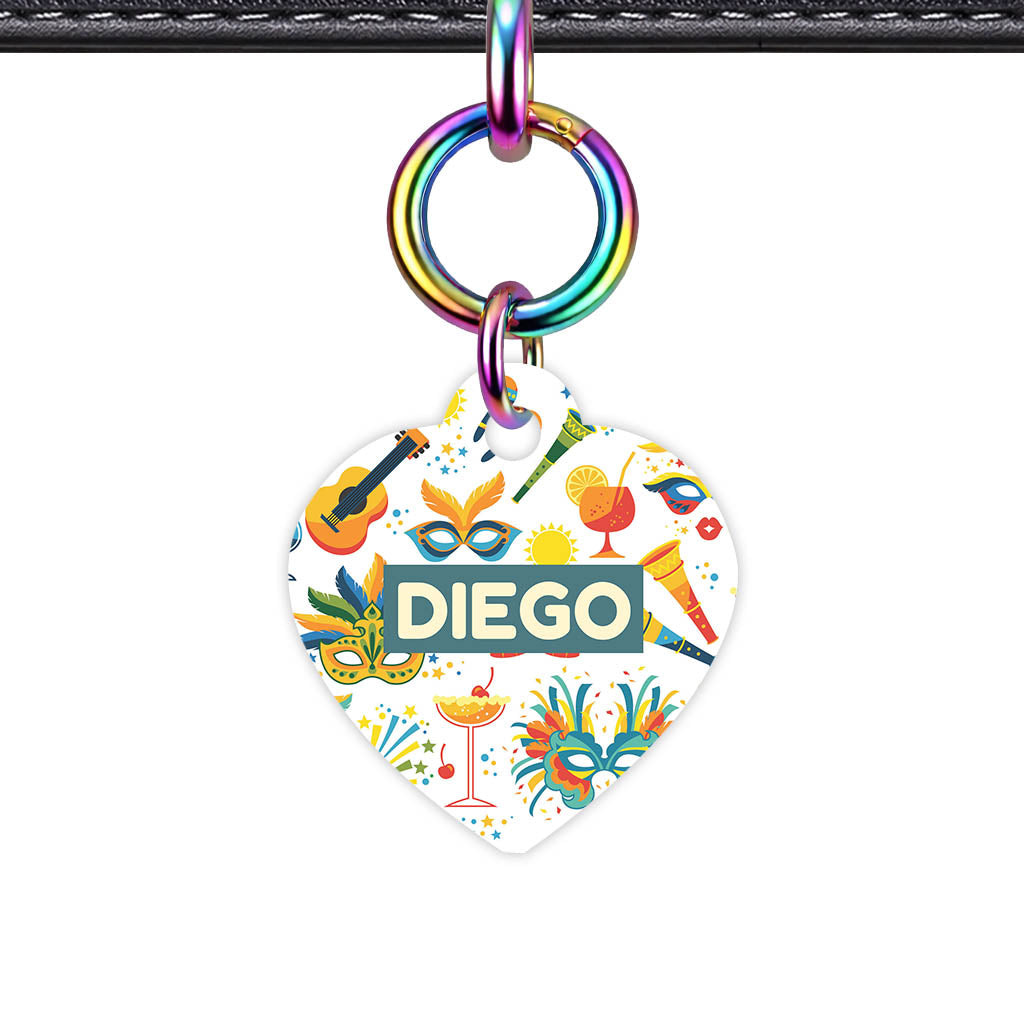 Fiesta Vibes Heart Shape QR Smart Pet ID Tag - Front View