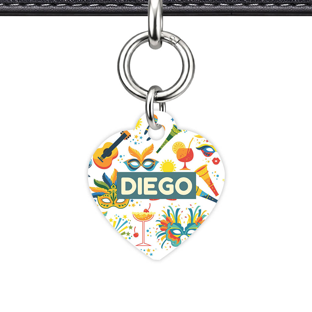 Fiesta Vibes Heart Shape QR Smart Pet ID Tag - Front View