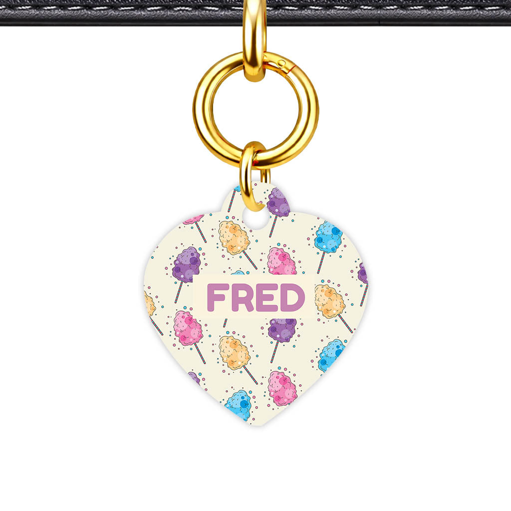 Fairy Floss Heart Shape QR Smart Pet ID Tag - Front View