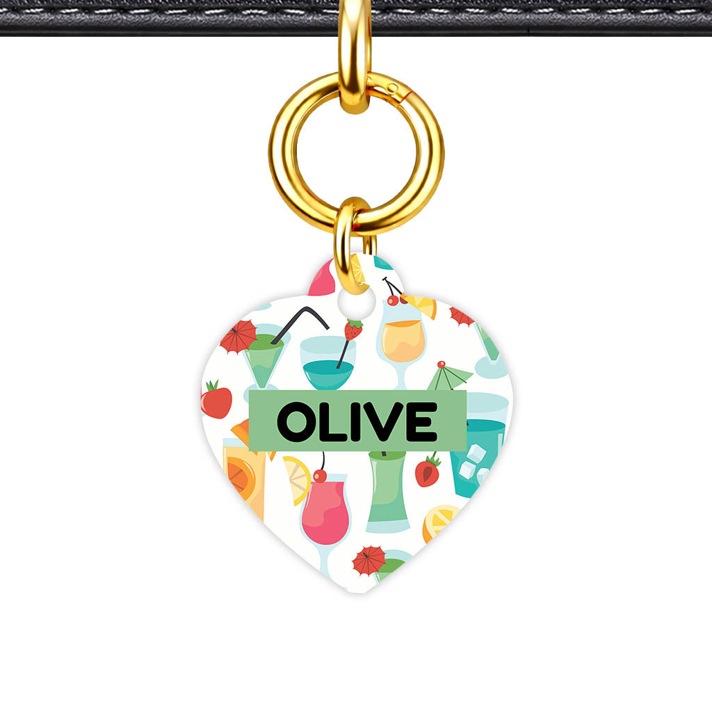 Cocktail Club Heart Shape QR Smart Pet ID Tag - Front View