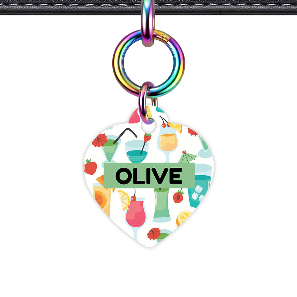 Cocktail Club Heart Shape QR Smart Pet ID Tag - Front View