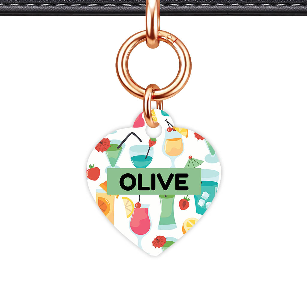 Cocktail Club Heart Shape QR Smart Pet ID Tag - Front View