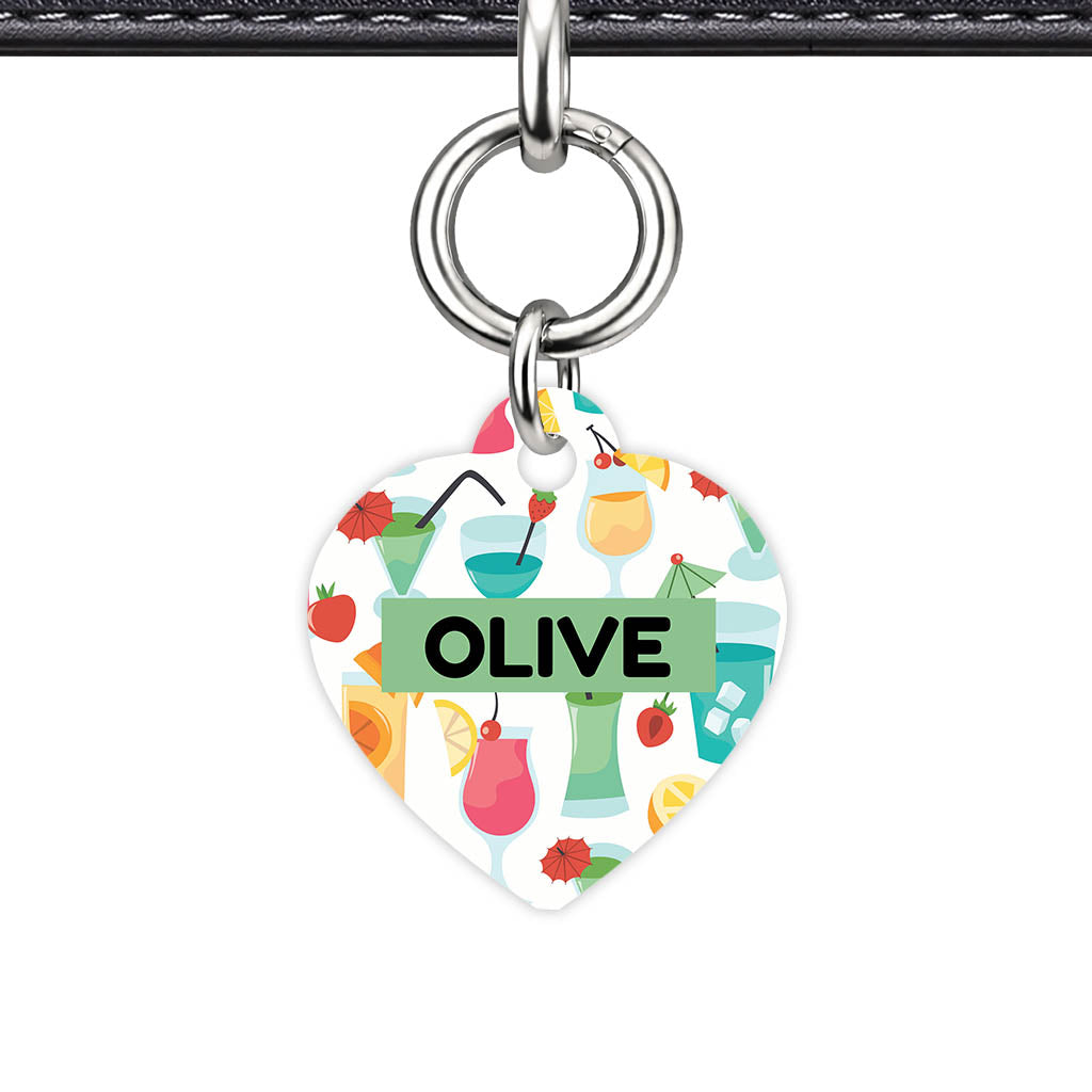 Cocktail Club Heart Shape QR Smart Pet ID Tag - Front View