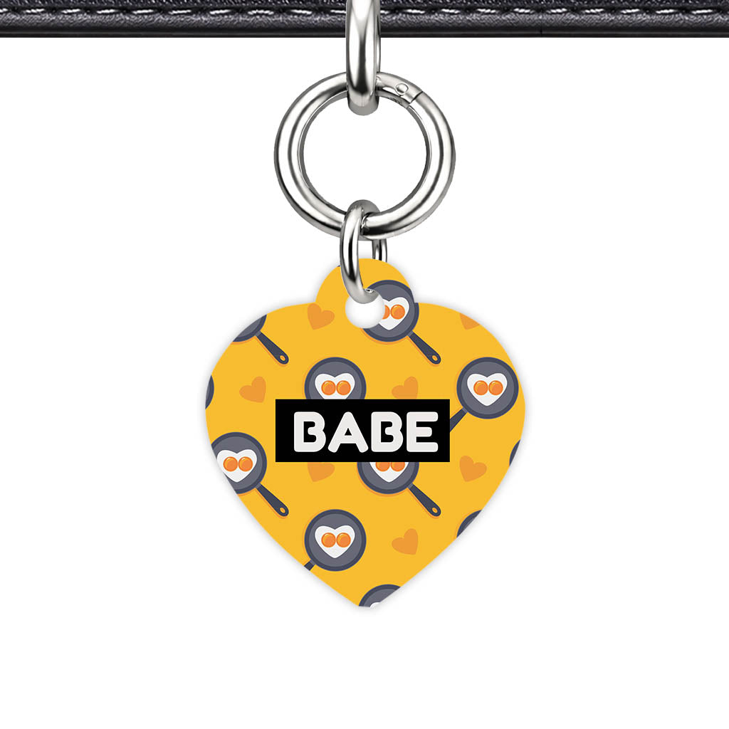 Breakfast Time Heart Shape QR Smart Pet ID Tag - Front View