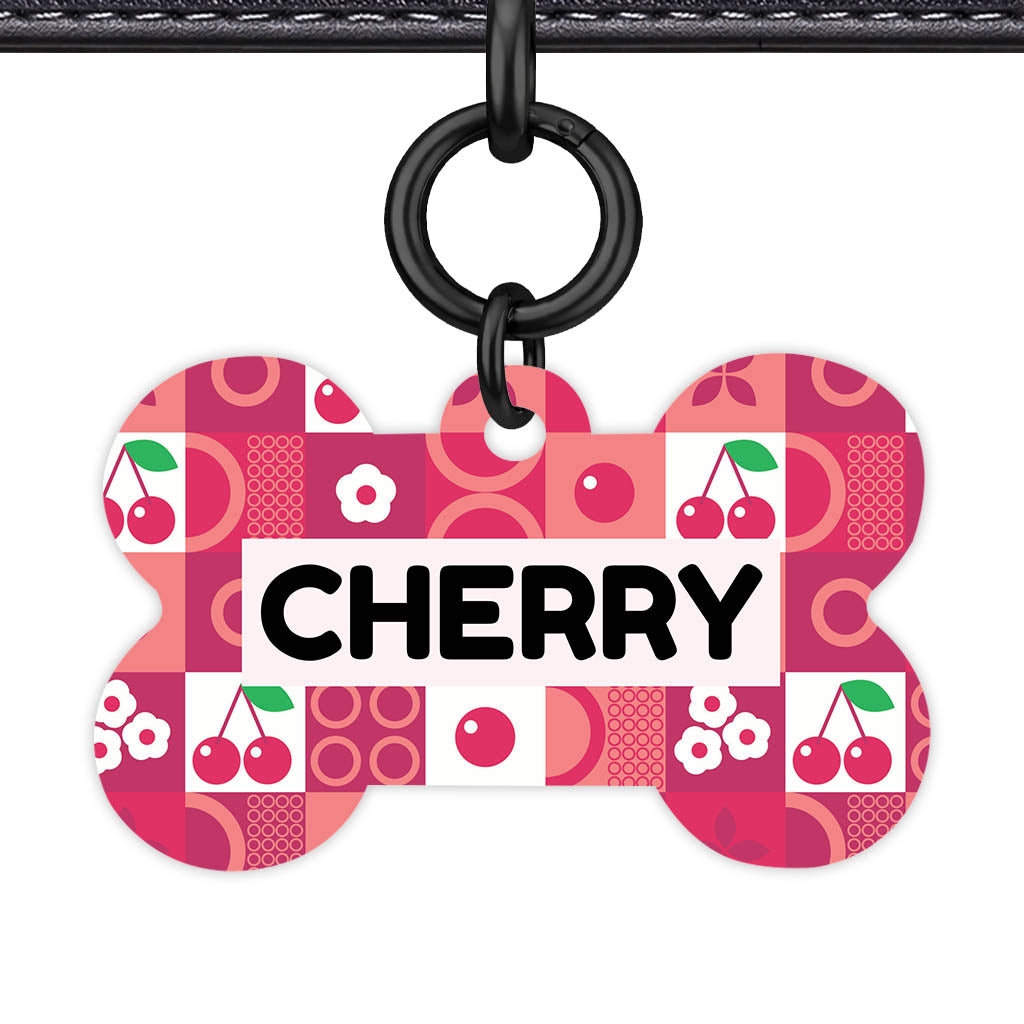 Cherry Pop Bone Shape QR Smart Pet ID Tag - Front View