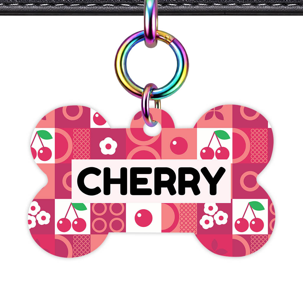 Cherry Pop Bone Shape QR Smart Pet ID Tag - Front View