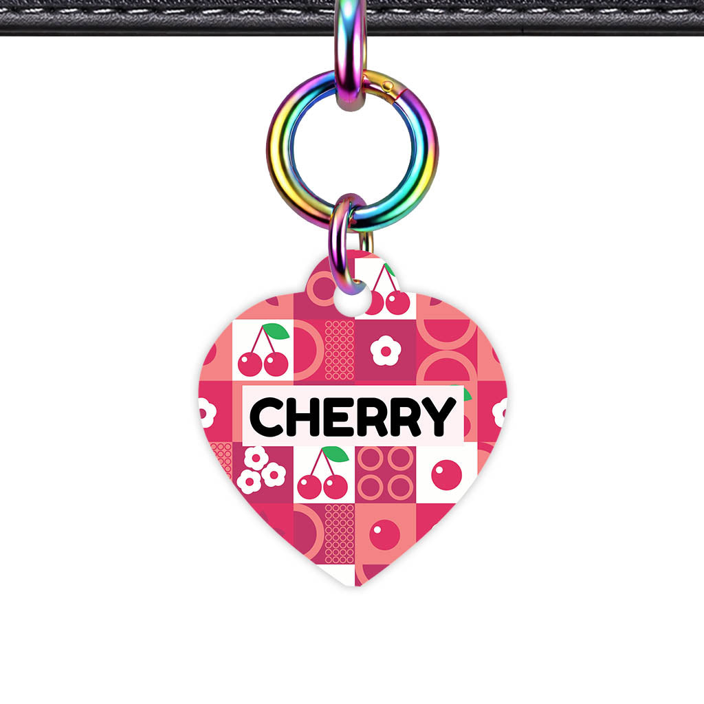 Cherry Pop Heart Shape QR Smart Pet ID Tag - Front View