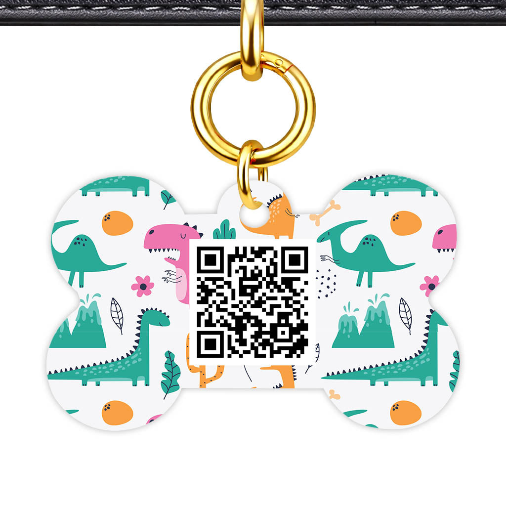 Dino Chaos QR Smart Pet Id Tag Tag (Dog Tag & Cat Tag)