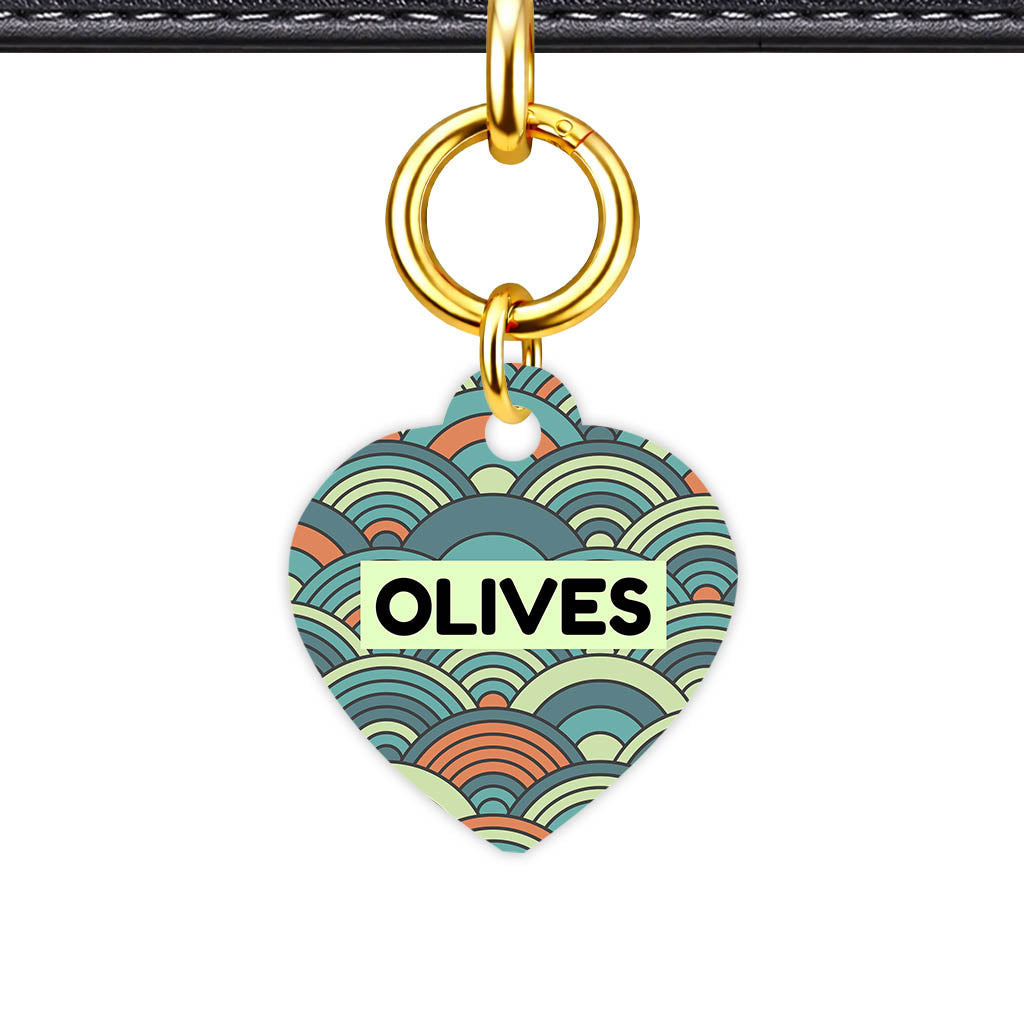 Patterns Dog Tag Gold QR Smart Vol 11 | 5 Designs | Heart Bone Circle | Pet ID Tag - Qr Smart Id Unique Olive Waves Qr Smart Pet Id Dog Tag And Cat Tag Pattern 0055
