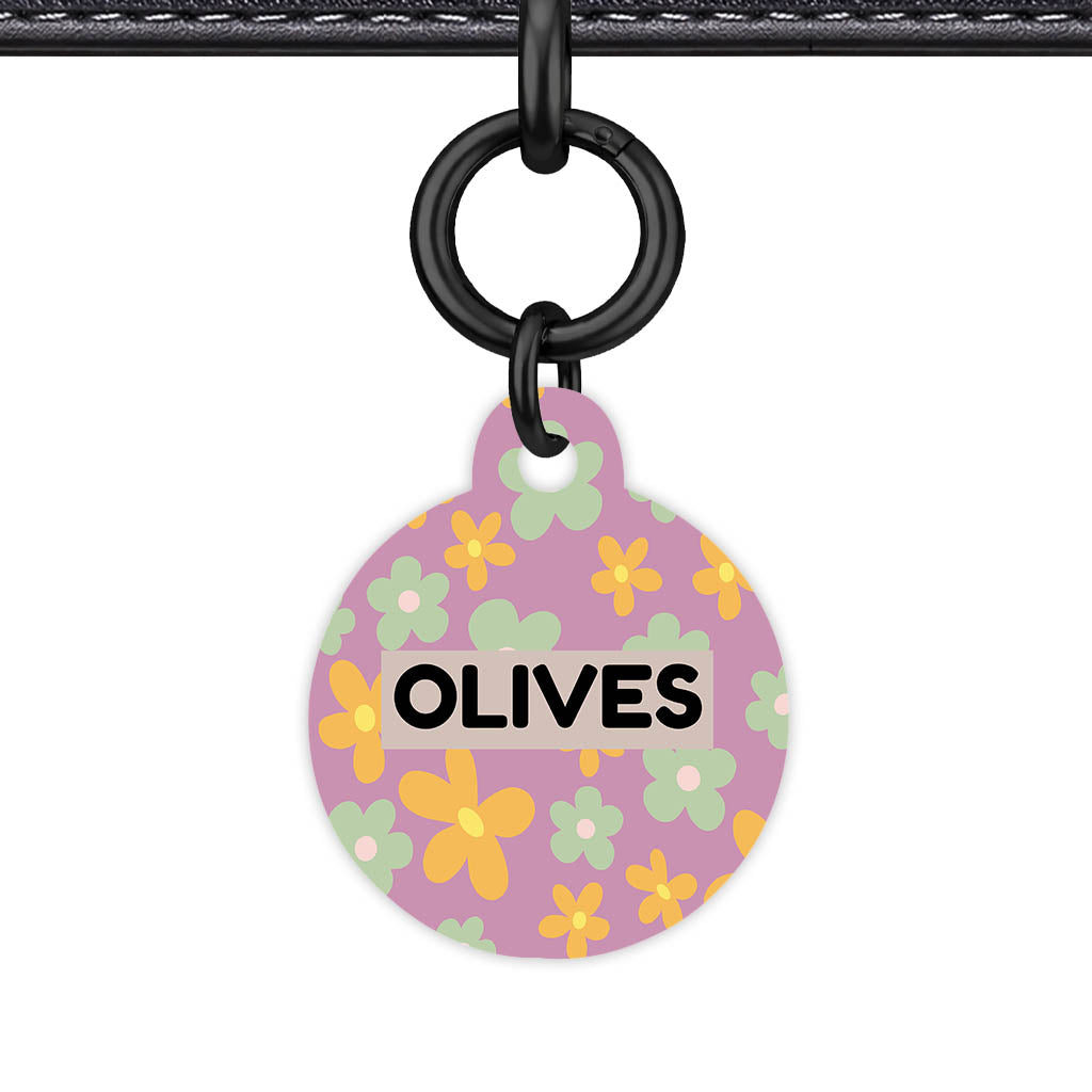Retro Blooms QR Smart Pet Id Tag Tag (Dog Tag & Cat Tag)