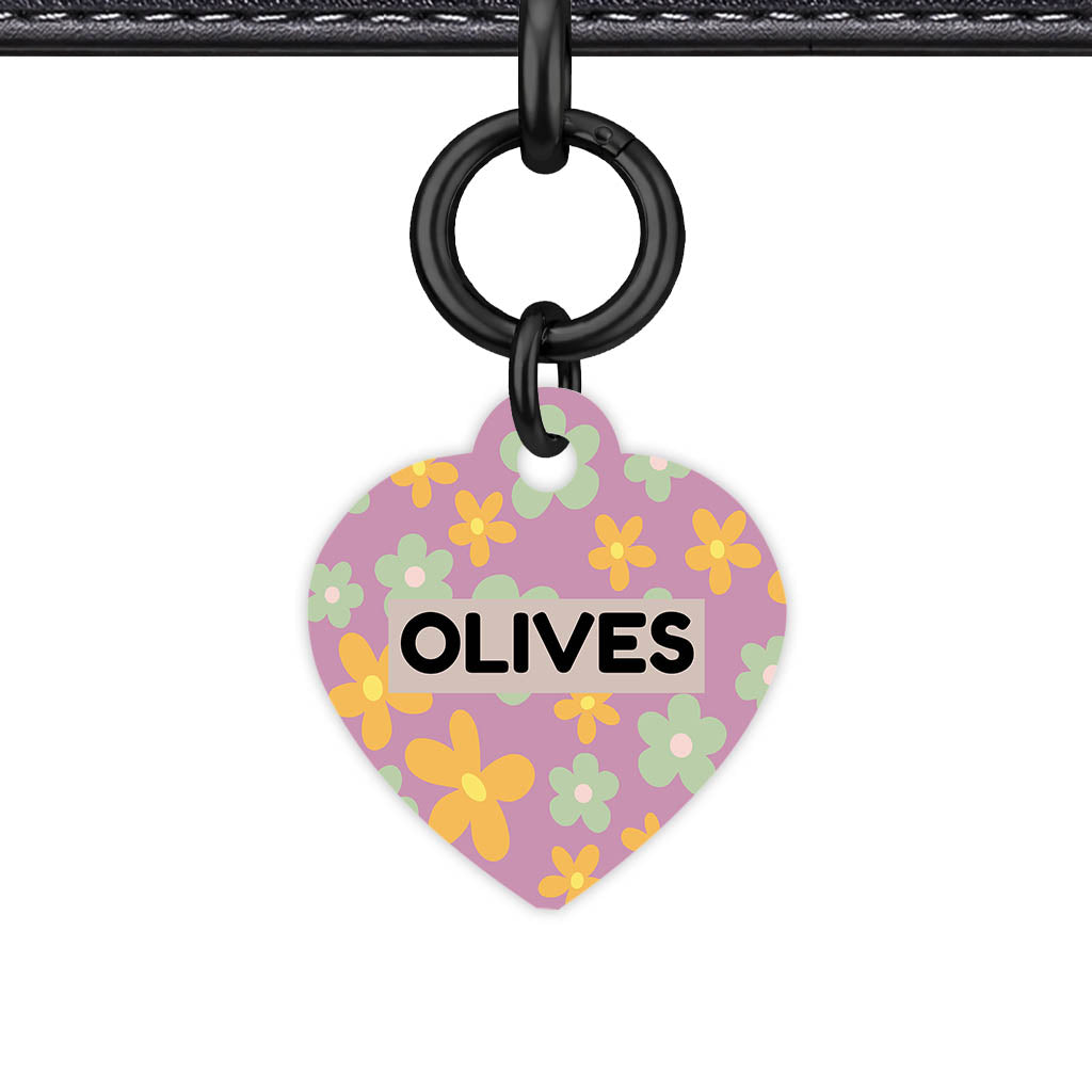 Retro Blooms QR Smart Pet Id Tag Tag (Dog Tag & Cat Tag)