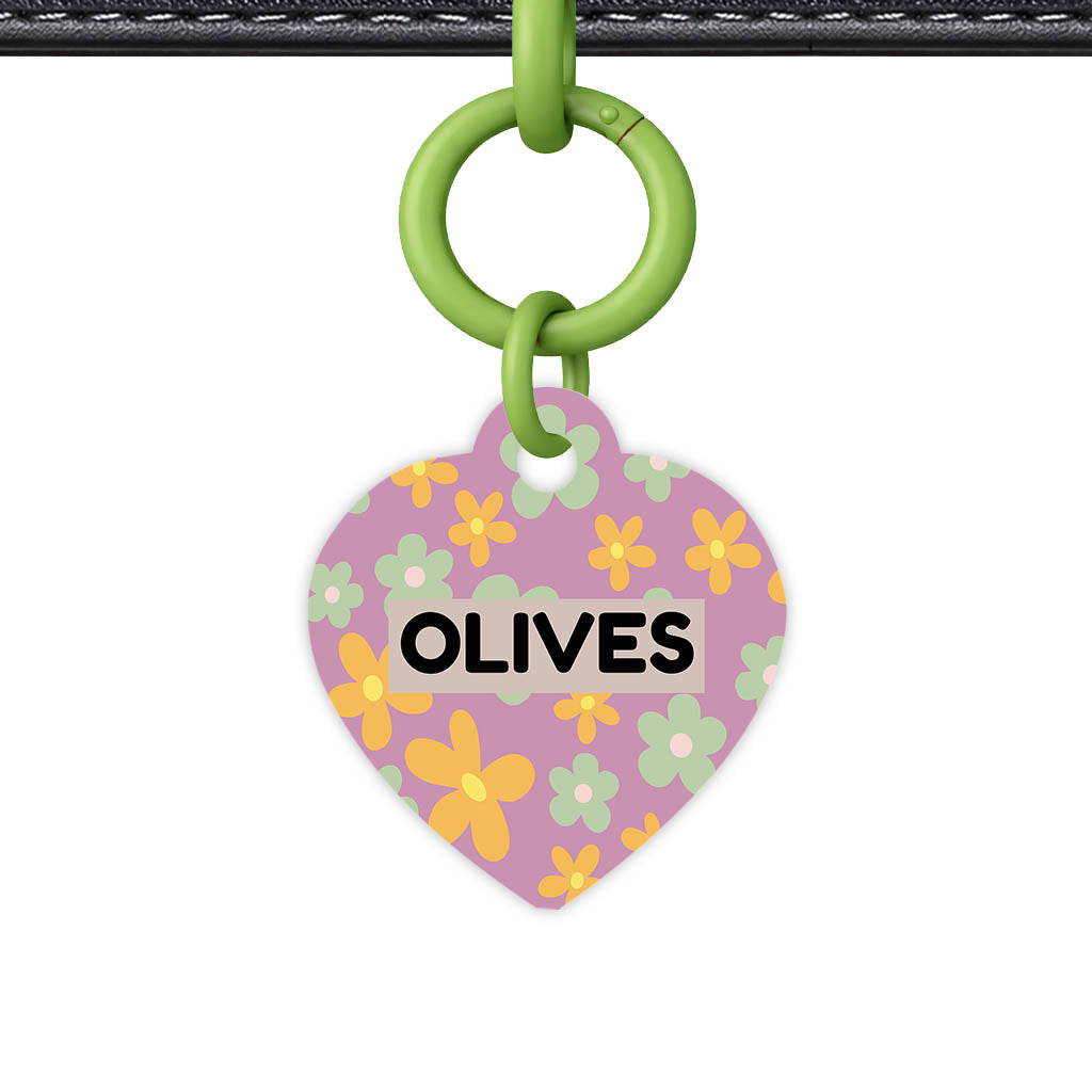 Retro Blooms QR Smart Pet Id Tag Tag (Dog Tag & Cat Tag)