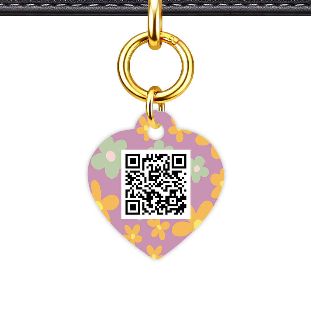 Retro Blooms QR Smart Pet Id Tag Tag (Dog Tag & Cat Tag)