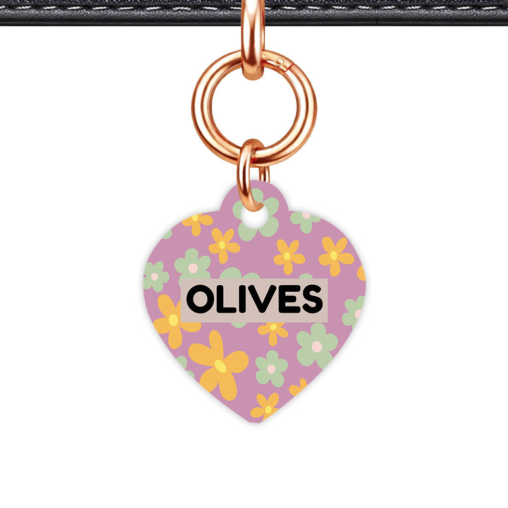 Retro Blooms QR Smart Pet Id Tag Tag (Dog Tag & Cat Tag)