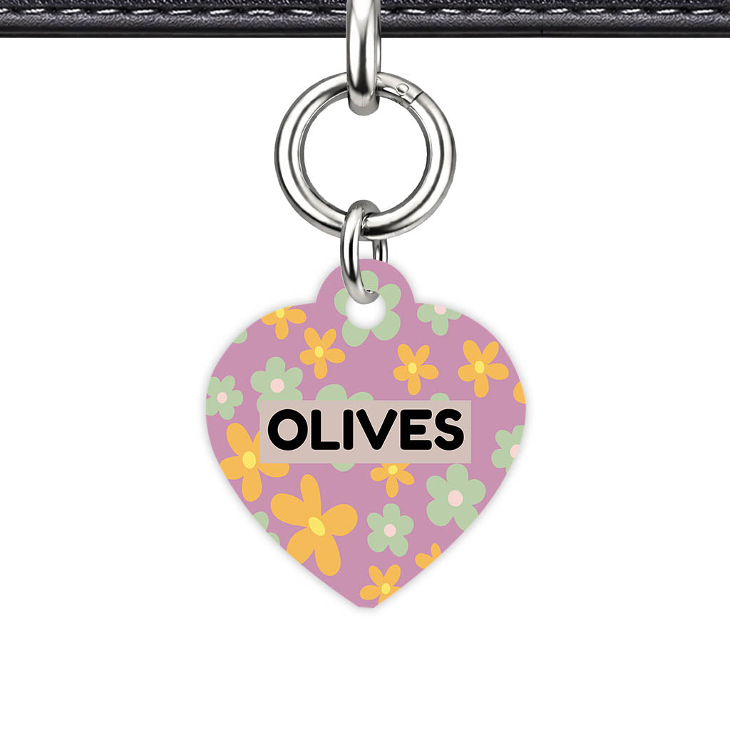 Retro Blooms QR Smart Pet Id Tag Tag (Dog Tag & Cat Tag)