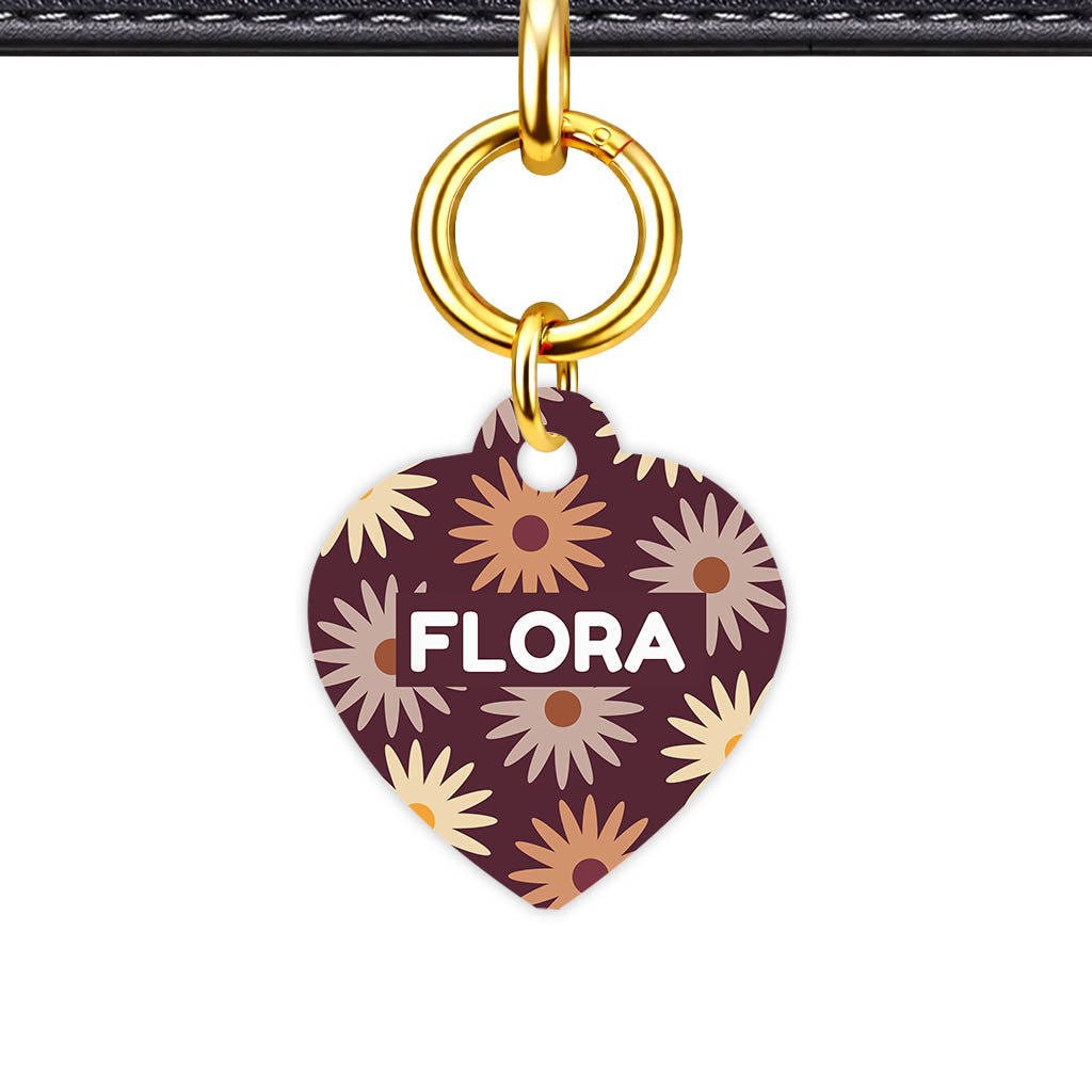 Retro Bloom Heart Shape QR Smart Pet ID Tag - Front View