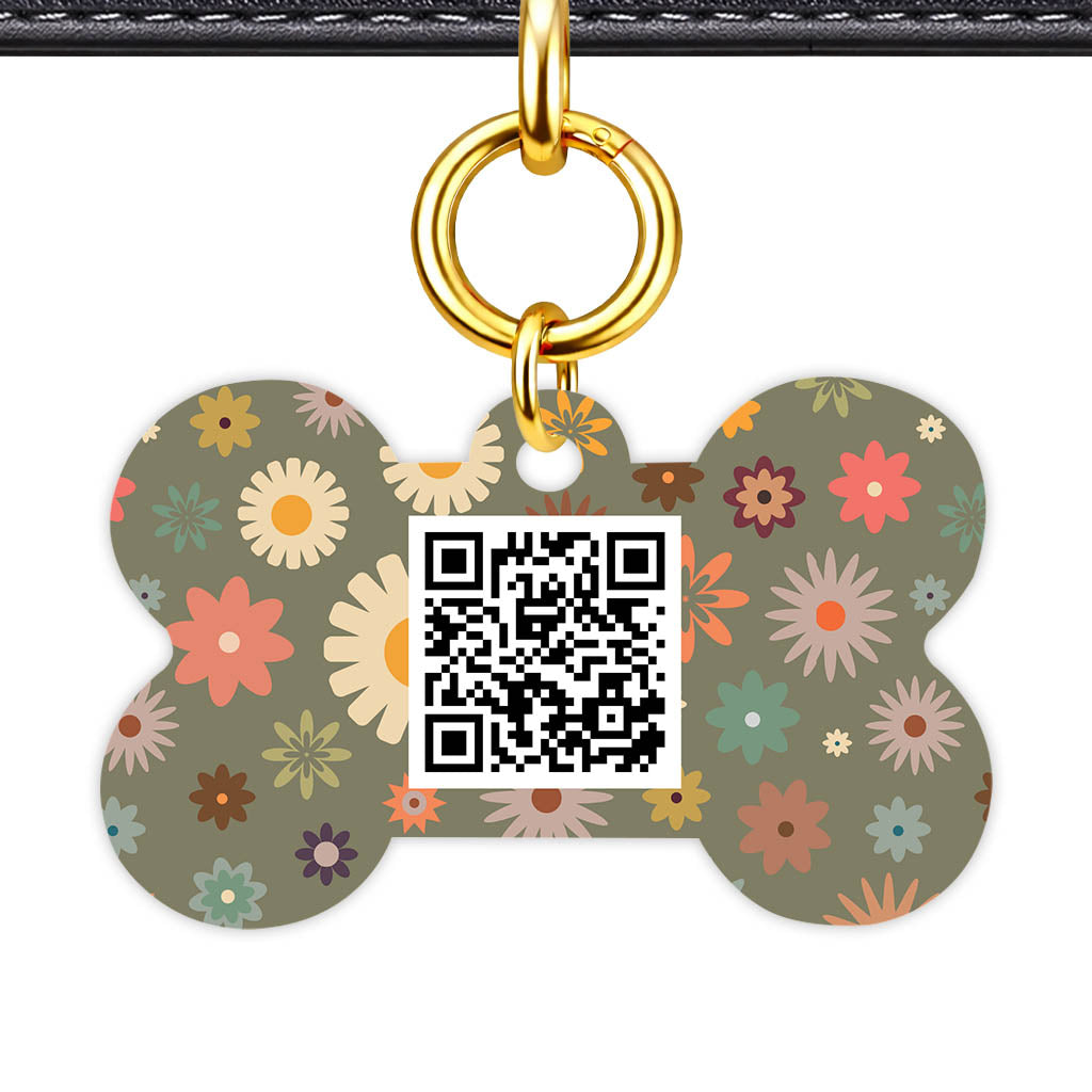 Meadow Bloom QR Smart Pet Id Tag Tag (Dog Tag & Cat Tag)