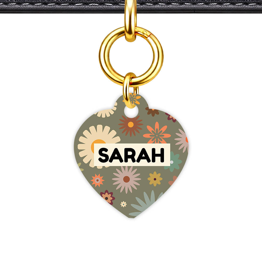 Patterns Dog Tag Gold QR Smart Vol 9 | 5 Designs | Heart Bone Circle | Pet ID Tag - Qr Smart Id Unique Meadow Bloom Qr Smart Pet Id Dog Tag And Cat Tag Pattern 0060