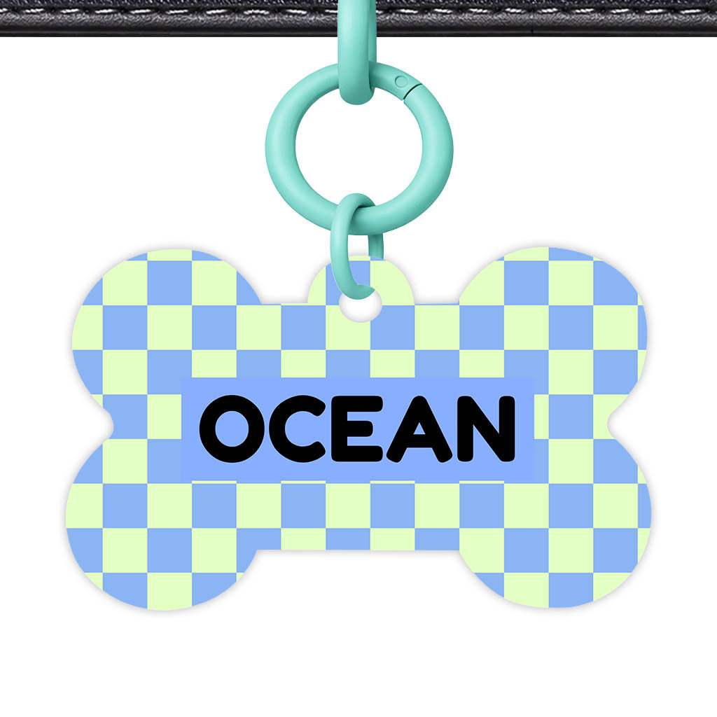 Blue Check QR Smart Pet Id Tag Tag (Dog Tag & Cat Tag)