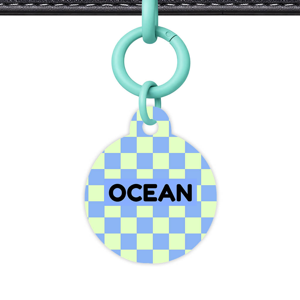 Blue Check QR Smart Pet Id Tag Tag (Dog Tag & Cat Tag)