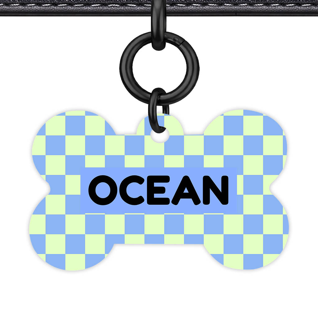 Blue Check QR Smart Pet Id Tag Tag (Dog Tag & Cat Tag)