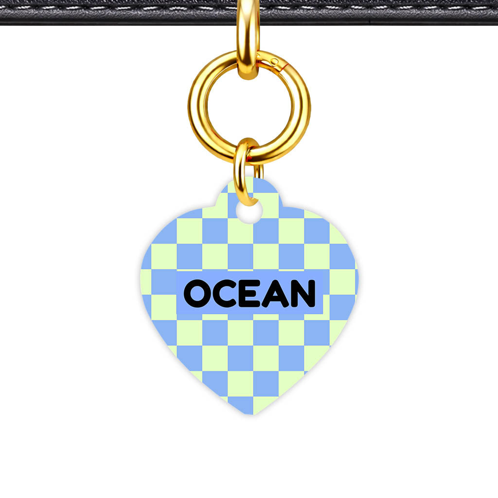 Patterns Dog Tag Gold QR Smart Vol 1 | 5 Designs | Heart Bone Circle | Pet ID Tag - Qr Smart Id Unique Blue Check Qr Smart Pet Id Dog Tag And Cat Tag Pattern 0064