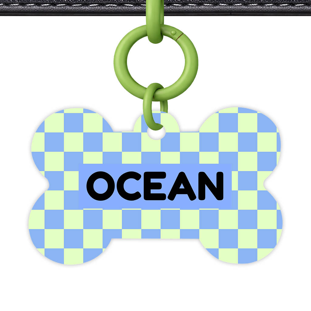 Blue Check QR Smart Pet Id Tag Tag (Dog Tag & Cat Tag)