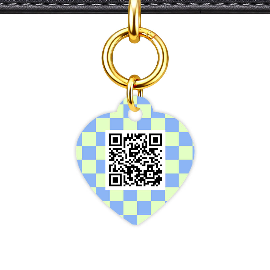 Blue Check QR Smart Pet Id Tag Tag (Dog Tag & Cat Tag)