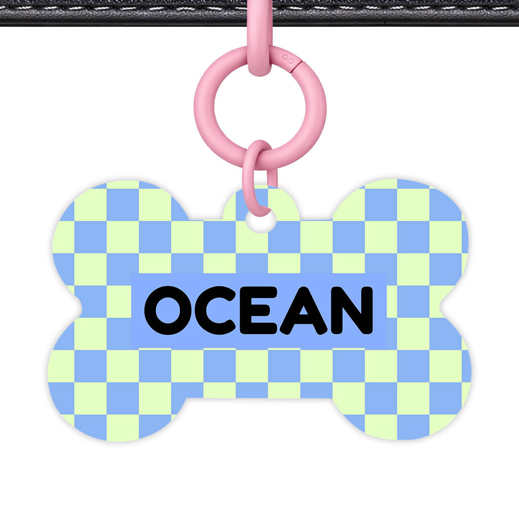 Blue Check QR Smart Pet Id Tag Tag (Dog Tag & Cat Tag)