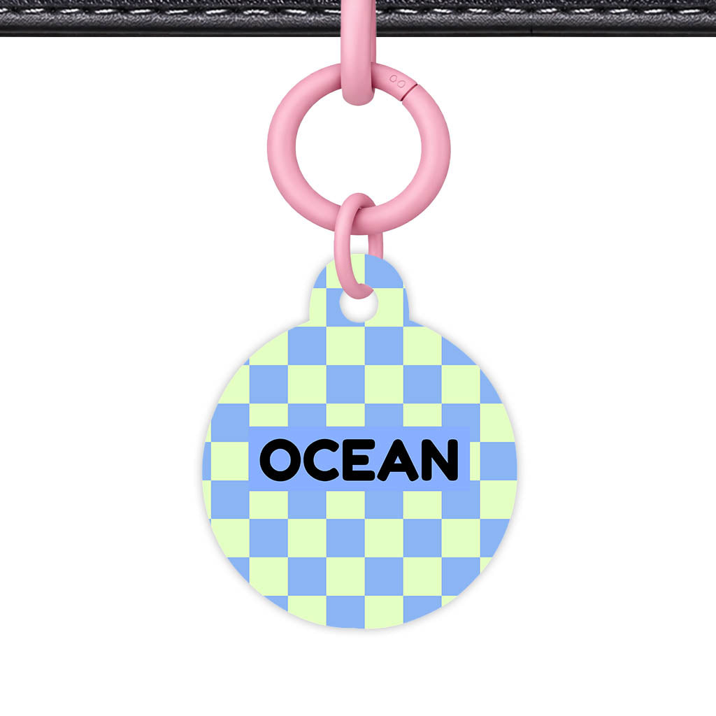 Blue Check QR Smart Pet Id Tag Tag (Dog Tag & Cat Tag)