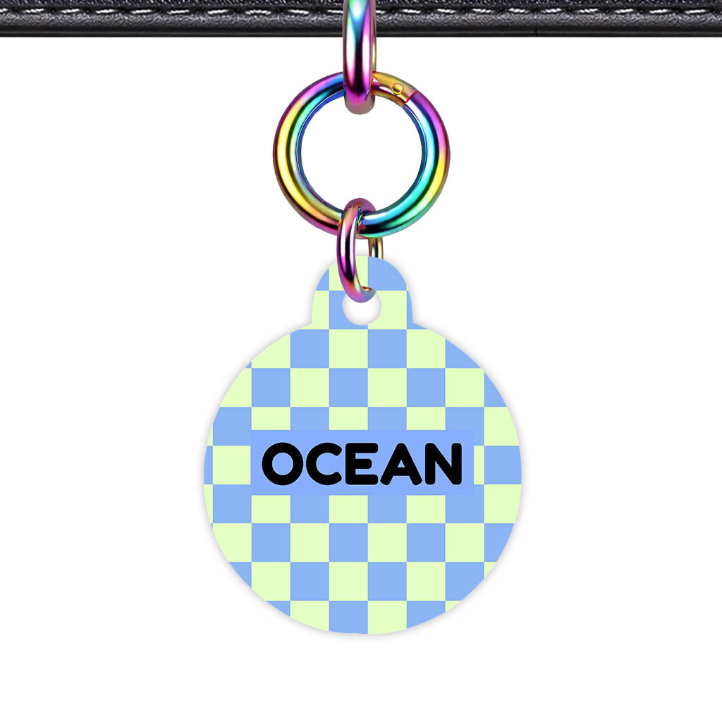 Blue Check QR Smart Pet Id Tag Tag (Dog Tag & Cat Tag)