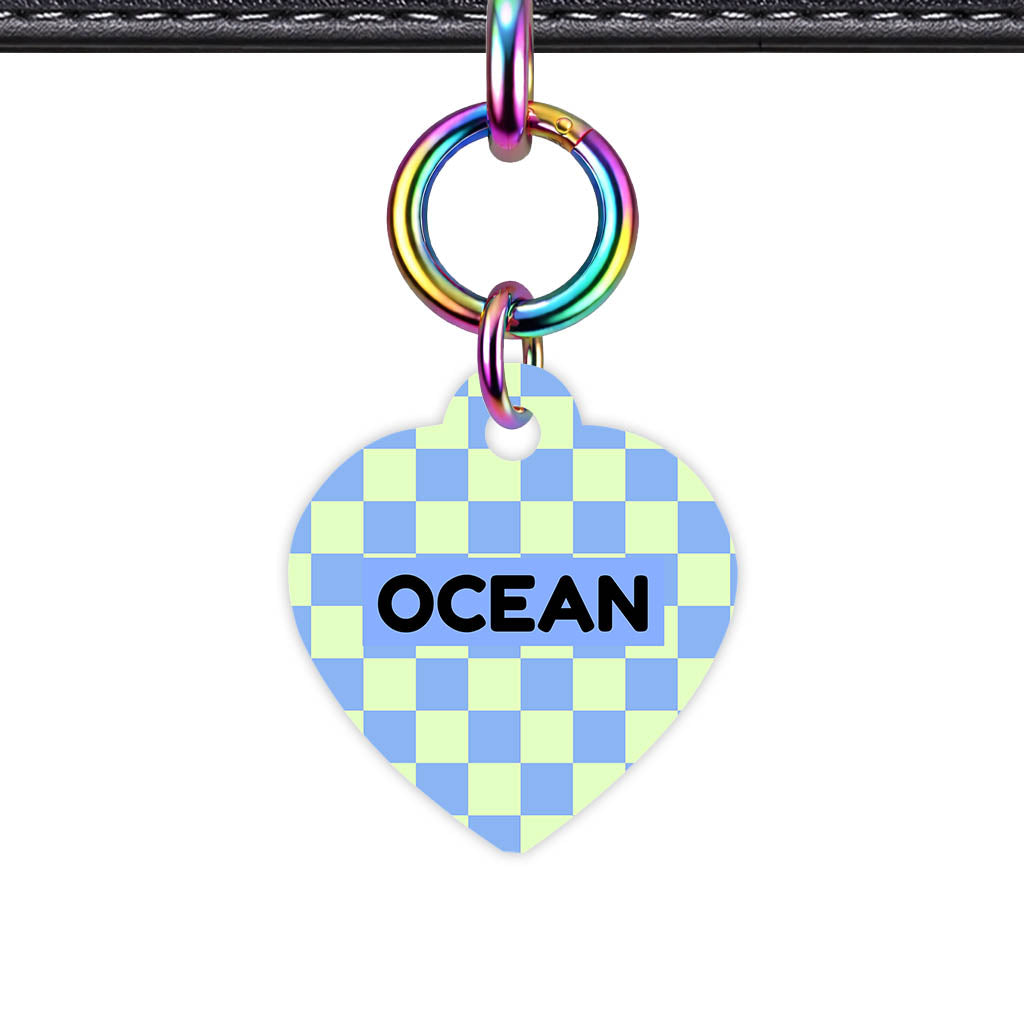 Blue Check QR Smart Pet Id Tag Tag (Dog Tag & Cat Tag)