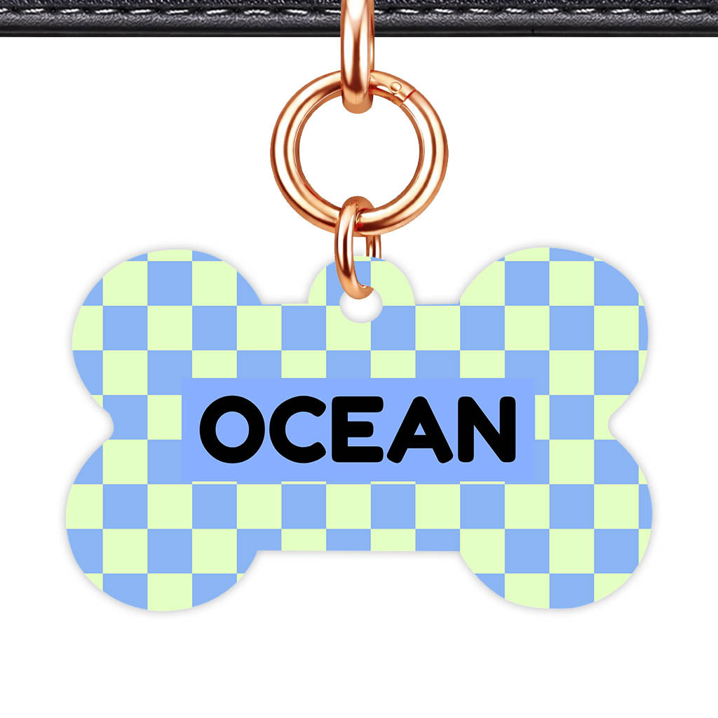 Blue Check QR Smart Pet Id Tag Tag (Dog Tag & Cat Tag)