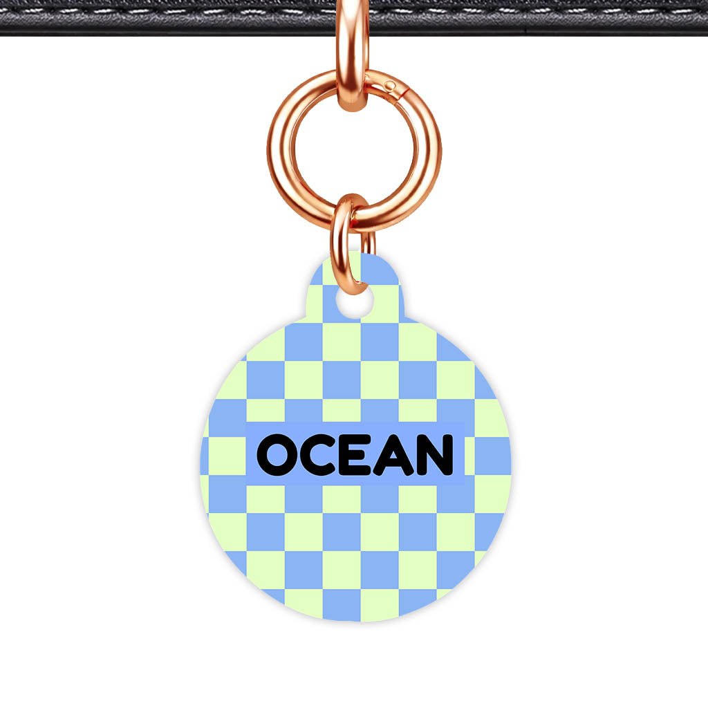 Blue Check QR Smart Pet Id Tag Tag (Dog Tag & Cat Tag)