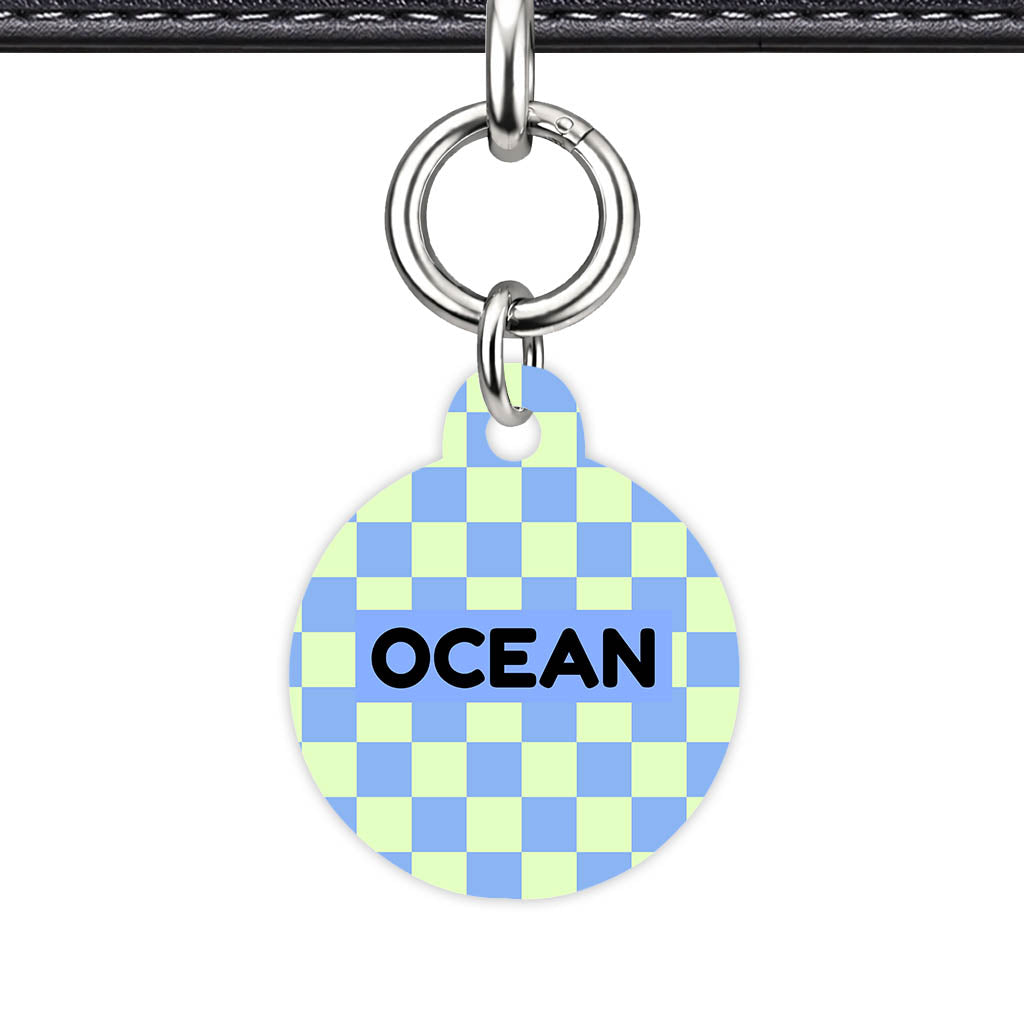 Blue Check QR Smart Pet Id Tag Tag (Dog Tag & Cat Tag)