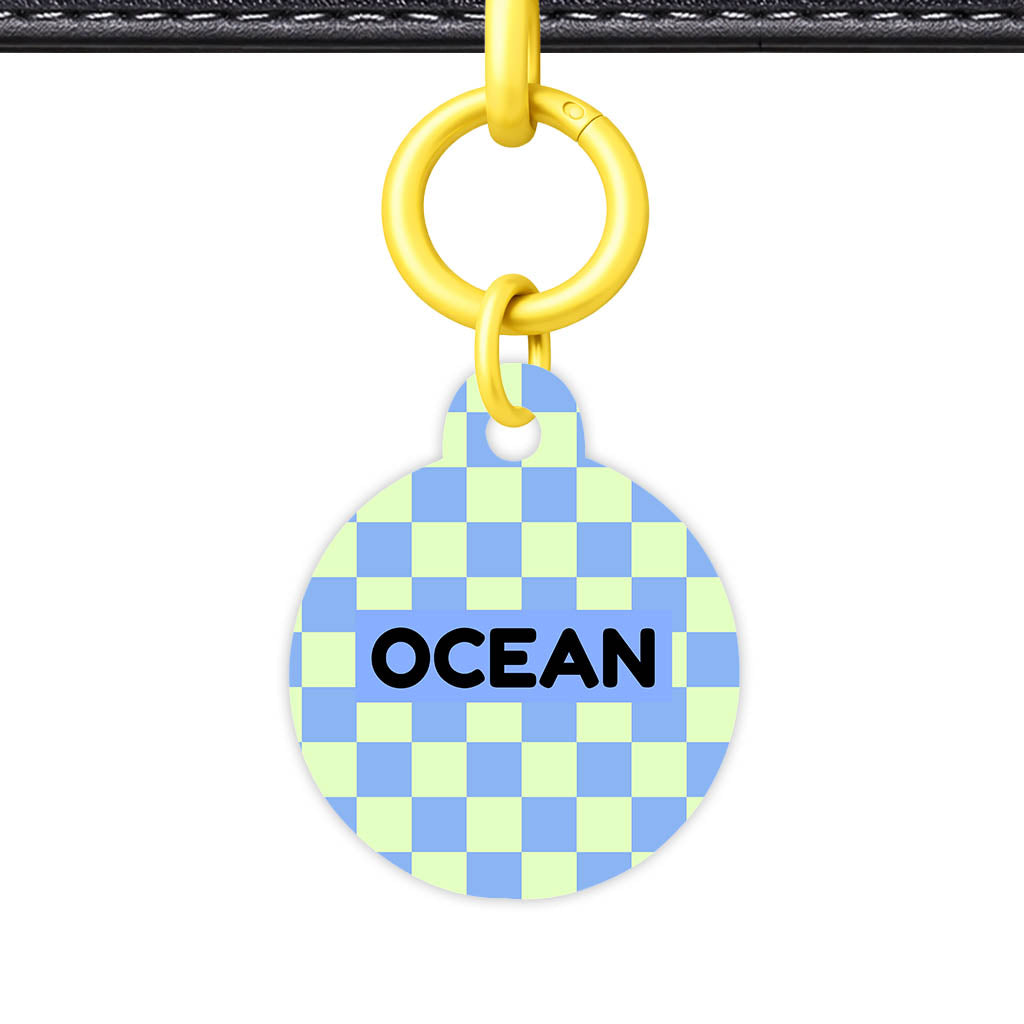 Blue Check QR Smart Pet Id Tag Tag (Dog Tag & Cat Tag)