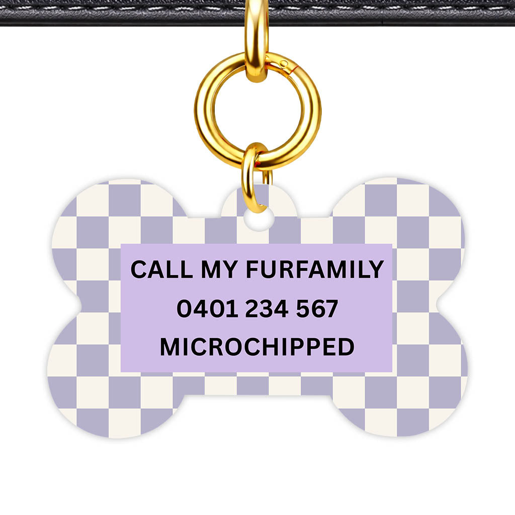 Lavender Check Classic Pet ID Tag (Dog Tag & Cat Tag)