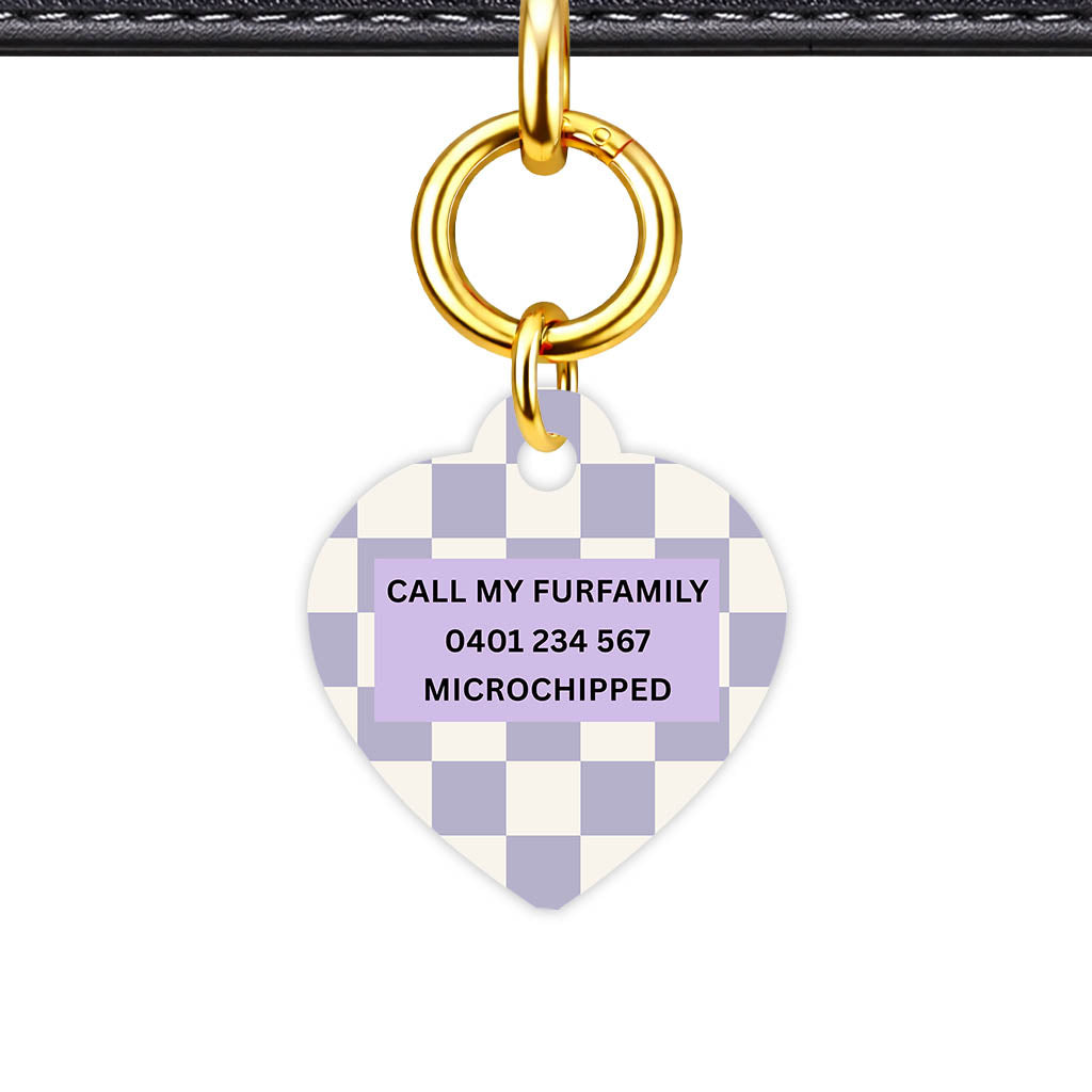 Lavender Check Classic Pet ID Tag (Dog Tag & Cat Tag)