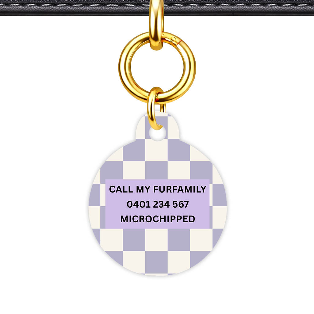 Lavender Check Classic Pet ID Tag (Dog Tag & Cat Tag)