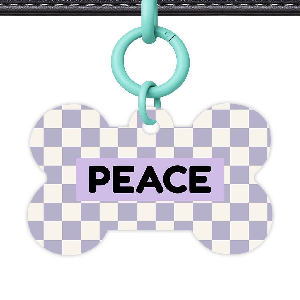 Lavender Check QR Smart Pet Id Tag Tag (Dog Tag & Cat Tag)