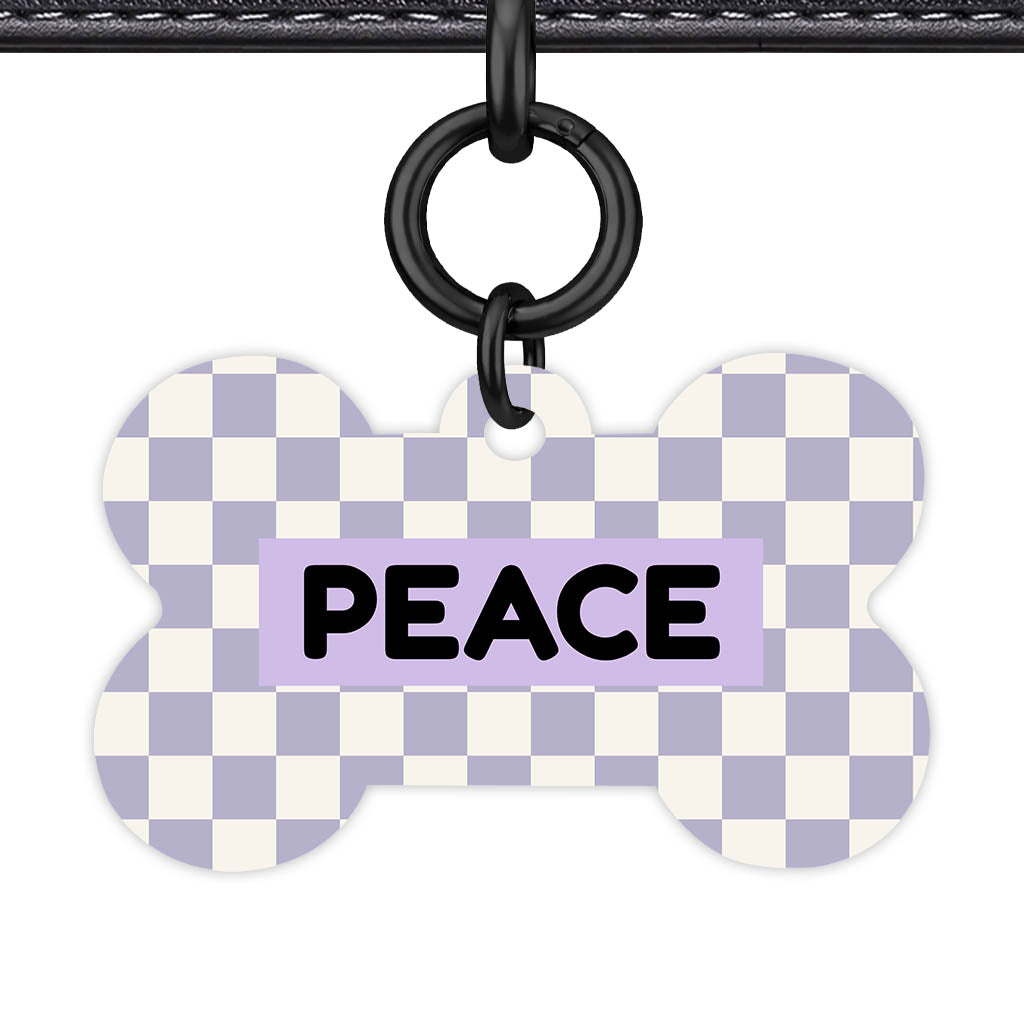 Lavender Check QR Smart Pet Id Tag Tag (Dog Tag & Cat Tag)