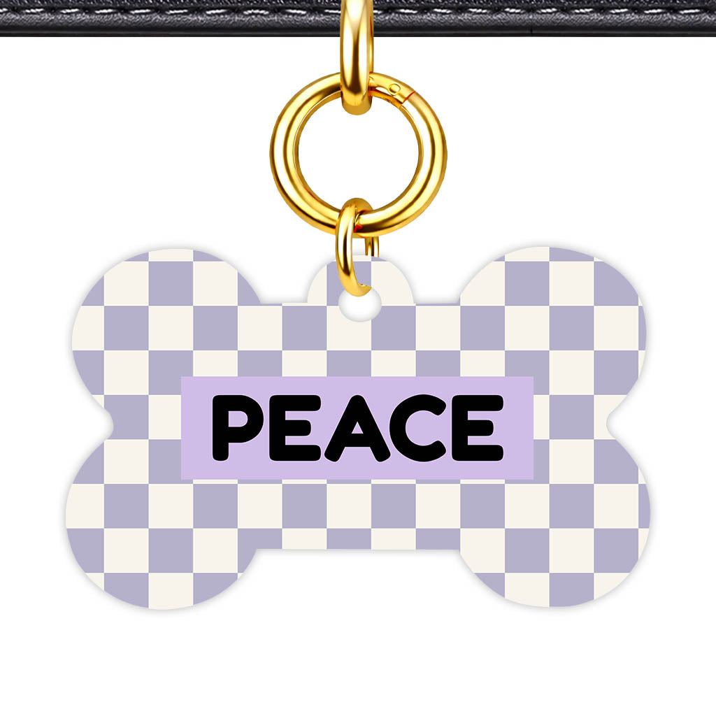 Lavender Check QR Smart Pet Id Tag Tag (Dog Tag & Cat Tag)