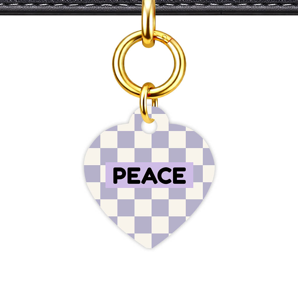 Lavender Check QR Smart Pet Id Tag Tag (Dog Tag & Cat Tag)