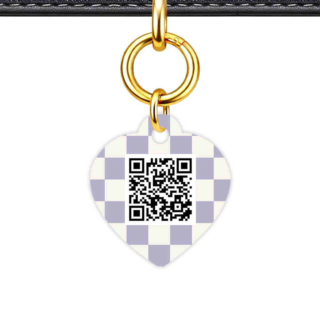 Lavender Check QR Smart Pet Id Tag Tag (Dog Tag & Cat Tag)
