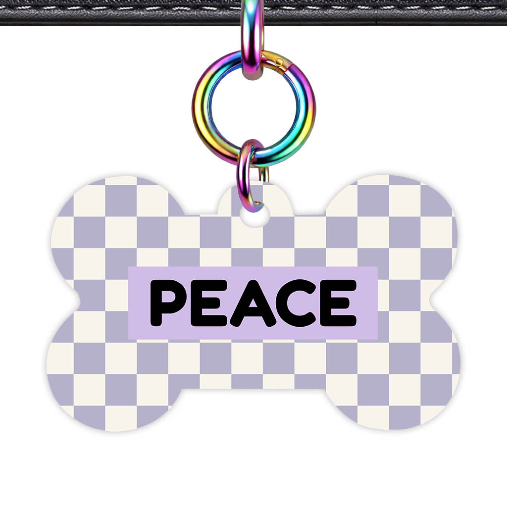 Lavender Check QR Smart Pet Id Tag Tag (Dog Tag & Cat Tag)