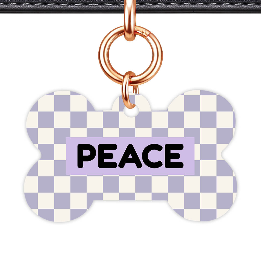 Lavender Check QR Smart Pet Id Tag Tag (Dog Tag & Cat Tag)
